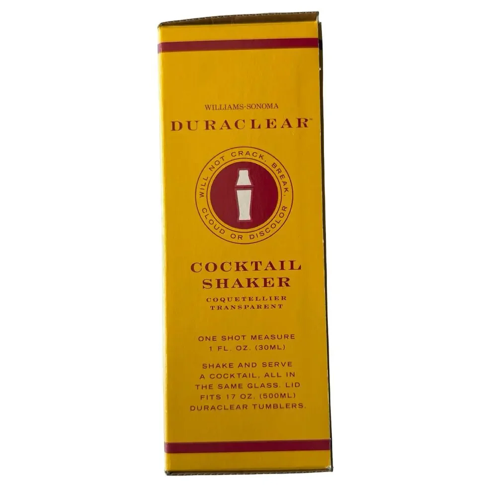 Williams Sonoma Duraclear Polycarbonate Clear Cocktail Shaker NEW in Box